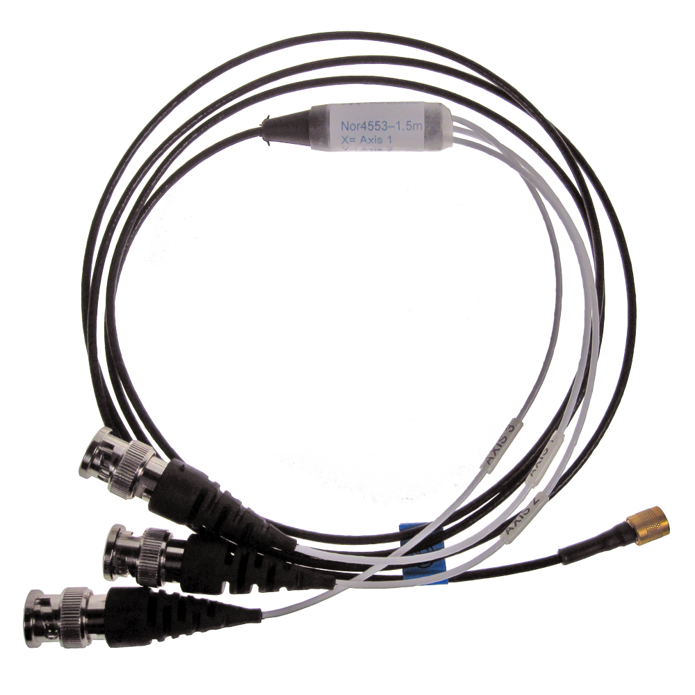 Norsonic Nor4553 1.5 meters adapter cable from 4 pin MicroCom to 3x BNC adapter.