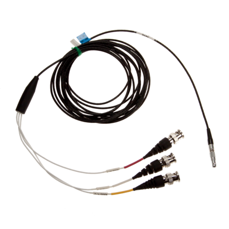 Norsonic Nor4561 5m cable 4p LEMO 00 male to 3xBNC for connecting Nor133 or Nor136 vibration meter to a sensor with BNC connector.