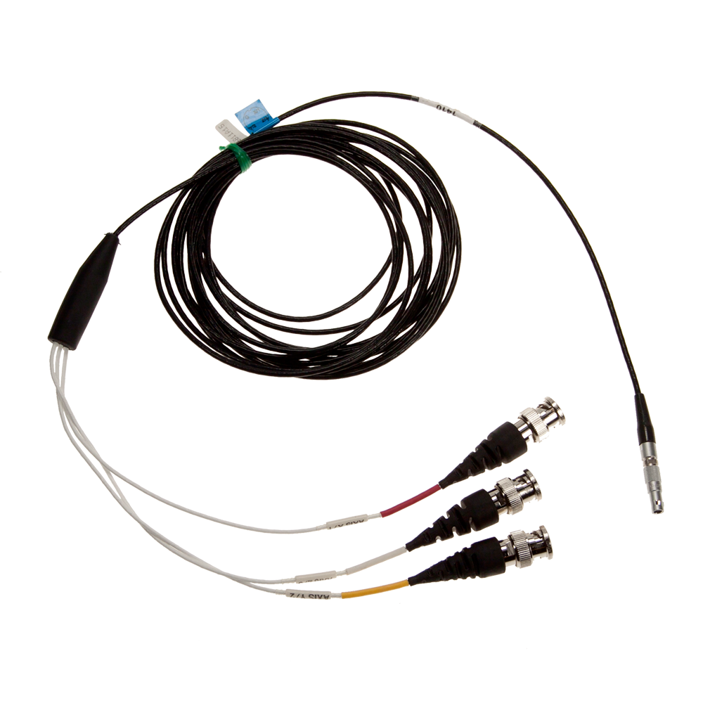 Norsonic Nor4561 5m cable 4p LEMO 00 male to 3xBNC for connecting Nor133 or Nor136 vibration meter to a sensor with BNC connector.